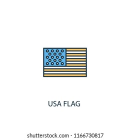 USA flag concept 2 colored line icon. Simple yellow and blue element illustration. USA flag concept outline symbol design from USA set