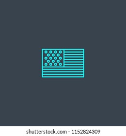 USA flag concept blue line icon. Simple thin element on dark background. USA flag concept outline symbol design from USA set. Can be used for web and mobile UI/UX