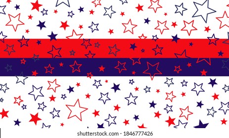 USA flag concept blue and red stars on white backdrop. Patriotic United States of America national theme vector design, red, white & blue colors star pattern for Independence, Memorial day, July 4th