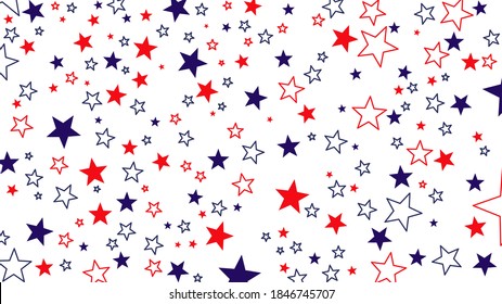 USA flag concept red and blue stars on white background. Patriotic theme vector, red and blue color star patterns. Independence, election day, July 4th United States of America decoration vector