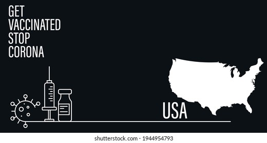 USA flag coronavirus vaccine bottle. COVID virus vaccine. vaccination, influenza prevention, vaccination concept. American flag background.
