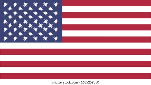 USA Flag with Covid-19 virus 