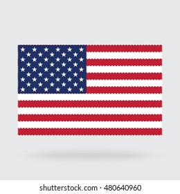 USA flag cross stitch isolated on background, needlework