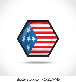 USA flag in a cube icon - vector illustration