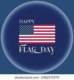 USA flag day. 14th June. The United States of America flag vector art and typography on radial gradient background.