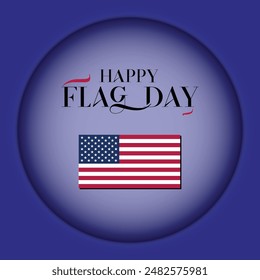 USA flag day. 14th June. The United States of America flag vector art and typography on radial gradient background.