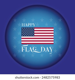 USA flag day. 14th June. The United States of America flag vector art and typography on radial gradient background.