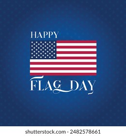 USA flag day. 14th June. The United States of America flag  and elegant typography vector art on blue gradient background.