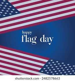 USA flag day. 14th June. The United States of America flag  and elegant typography vector art on blue gradient background.