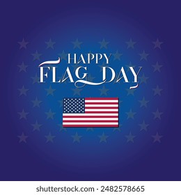 USA flag day. 14th June. The United States of America flag  and elegant typography vector art on blue gradient background.