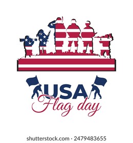 USA Flag Day Badge Design, Stamp, T-shirt, Seal, Sticker, Rubber, Tag, Banner, Poster Vector Illustration With Grunge Texture