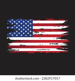 USA Flag Design with Black Background | Vector