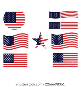 Paquete de diseño de la bandera de EE.UU. | banderas | azul rojo 