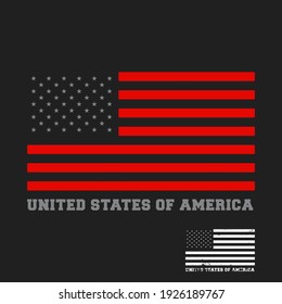 Diseño de la bandera de los Estados Unidos impreso para el sello de la camiseta, el aplicativo, la tipografía de moda, la insignia, la ropa de marca, los jeans u otros productos de impresión. Ilustración vectorial.