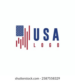 usa flag design typography logo vertical