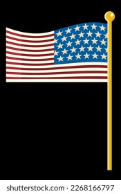 usa flag develops on a flagpole