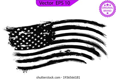 USA Flag. Distressed American flag with splash elements, flag of America, patriot, military flag,