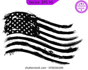 USA Flag. Distressed American flag with splash elements, flag of America, patriot, military flag,