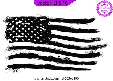 USA Flag. Distressed American flag with splash elements, flag of America, patriot, military flag,