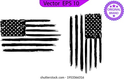 USA Flag. Distressed American flag with splash elements, flag of America, patriot, military flag,