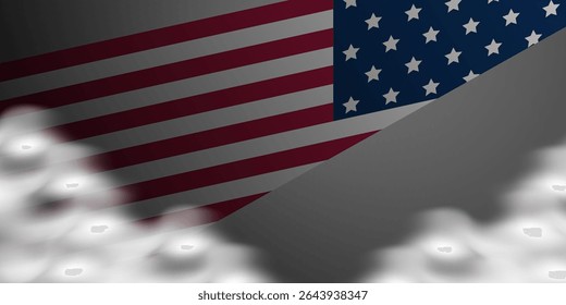 USA Flag Divided Background with Smoky Effect DDay