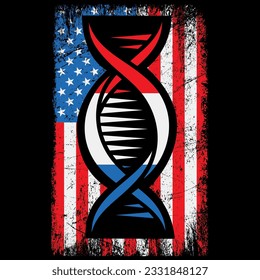 USA Flag DNA for ancestor 4th of july t-shirt design