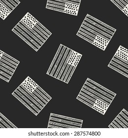 USA flag doodle seamless pattern background