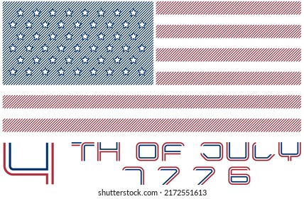 USA flag drawn with lines. Independence Day