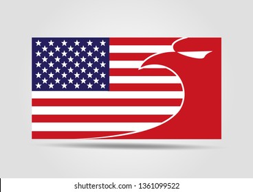 Usa flag with eagle illustration. banner flag background