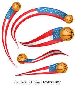 usa flag element with basketball