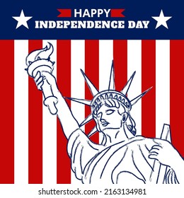 USA Flag element with Liberty brush outline independence day 4th July