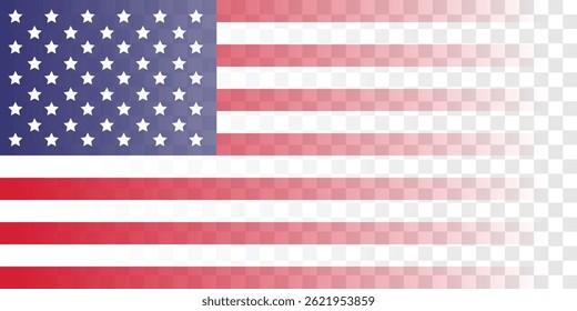 Usa flag empty, blank transparent background template illustration. Vector design.