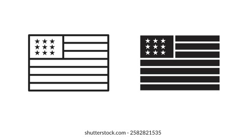 USA flag filled and outlined icons vectors on white background