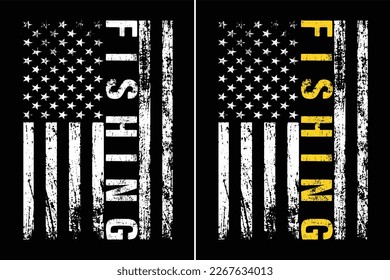 USA Flag Fishing Design Illustration