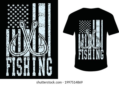 USA Flag Fishing T-shirt Design. USA Flag Vector Fishing Shirt. T-shirt Design.