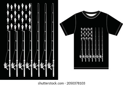 USA Flag Fishing T-shirt Design. T-shirt gift for fishing lovers. Vector Fishing T-shirt.
