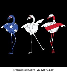 USA Flag flamingo 4th of july t-shirt design