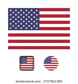 USA Flag Flat Icons Collection