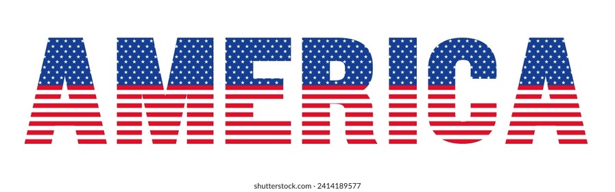 USA flag flat style America alphabet letter font design set. alphabet typography American Flag style.  4th Of July USA independence and memorial day united states of America flag font