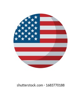 Usa flag flat style icon design, United states america independence day nation us country and national theme Vector illustration