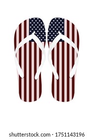 USA flag flip flops. vector illustration
