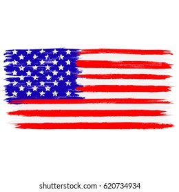 USA flag in a form of brush stroke. Brush stroke style. Vector EPS 10