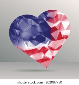 USA flag in the form of heart