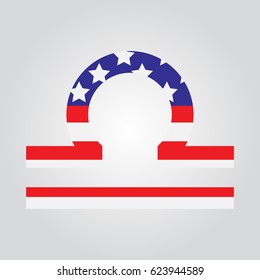 USA flag in form of Libra zodiac sign. Patriotic USA. Vector EPS 10