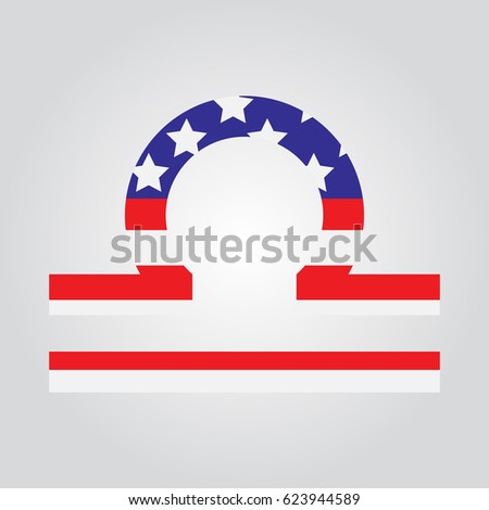 USA flag in form of Libra zodiac sign. Patriotic USA. Vector EPS 10