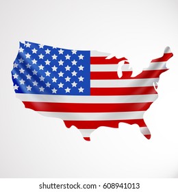 USA flag in form of map. United States of America. National flag concept. Vector illustration.