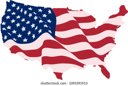 USA Flag in the form of maps of the United States on a white background