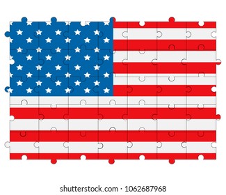 USA flag in form of puzzle