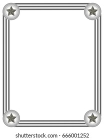 USA flag frame in grey colours of stripes and stars in the corners and empty space for text