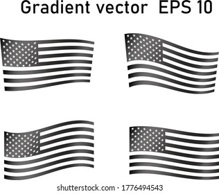 USA Flag  gradient vector flag set  american flag  